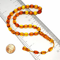 ALBATROSART -Squeezing Amber Collection- 33 Beads-Tesbih-Tasbih-Tasbeeh-Misbaha-Masbaha-Subha-Sebha-Sibha-Rosary  (Light Honey Color -9x7mm- Beyzi Cut Beads)