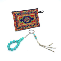 Synthetic Special Design Turquoise Worry Beads & Keychain Together (12 mm)-Stress Tesbih- (ETHNIC WALLET GIFT)