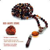 ALBATROSART - Mala Prayer Beads - Mala Necklace - Tibetan Mala Prayer Beads Meditation Beads Yoga Necklace (Natural RED Agate Stone - 8MM - 108 Beads)