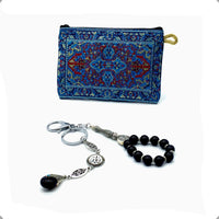 Allah Patterned Handmade Keychain & Rosary Collection- Key Chain-Car Key Chain-Handbags Holder-Worry Beads-Prayer Beads-Tesbih-Tasbih-Tasbeeh-Masbaha (10 mm-Black Beads)