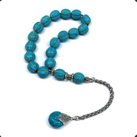 Relaxing Stress Relief Big Beads Prayer Beads, Worry Beads, EFE Tesbih, Maskot Tesbih, Tasbih, Rosary (12 mm - 17 Turquoise Pumpkin Beads)