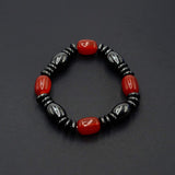 Red Glass Beaded Magnetic Hematite Bracelet