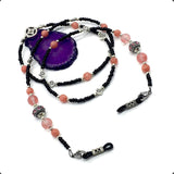 -HANDMADE Eyeglass Chains Elegant Eyewear Retainer Beaded Eyeglass Strap Holder Natural Stone Beaded Eyewear Retainer (PINK QUARTZ Stone Beaded Design)