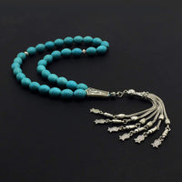 ALBATROSART -New Turquoise Collection- (33 Beads) Worry Beads-Prayer Beads-Tesbih-Tasbih-Tasbeeh-Misbaha-Masbaha-Subha-Sebha-Sibha-Rosary (Synthetic Turquoise Stone - 10x12 mm)