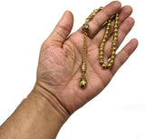 Antique Gold Plated Collection- Worry Beads-Prayer Beads-Tesbih-Tasbih-Tasbeeh-Misbaha-Masbaha-Subha-Sebha-Sibha-Rosary (-Antique Gold Plated and Rhinestone Alloy European Bead -7 mm 33 Piece-)