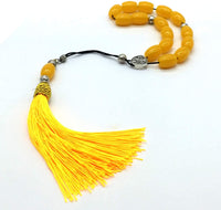 ALBATROSART Design -Greek KOMBOLOI Series -1- Worry Beads - Prayer Beads - Tesbih-Tasbih-Tasbeeh-Misbaha-Sibha-Rosary (Imitation Yellow Amber Acrylic Beads -(10X13mm, 15 Beads)