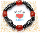 Red Glass Beaded Magnetic Hematite Bracelet