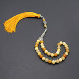 Designed Natural Stone Worry Beads with Silk Tassel (8 mm-33 beads) - Prayer Beads-Tesbih (Floren)