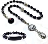 ALBATROSART -Swing Beads Collection- Prayer Beads-Tesbih-Tasbih-Tasbeeh-Misbaha-Masbaha-Subha-Sebha-Sibha-Rosary (Model 3 -8 mm Diameter Black Agate Beads)