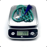 ALBATROSART -Synthetic Turquoise -8mm -99 Beads - Worry Beads with Matching Stretch Ring - Elastic Ring with Replaceable Snap Button -Tesbih-Tasbih-Misbaha-Subha-Sibha-Rosary