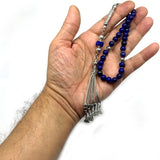 ALBATROSART -Luxury Collection- Prayer Beads-Worry Beads-Tesbih-Tasbih-Tasbeeh-Misbaha-Masbaha-Subha-Sebha-Sibha-Rosary (-Natural Lapis Lazuli Stone 8 mm 33 Beads-)