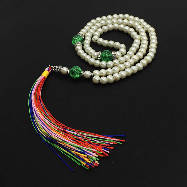 ALBATROSART Special for Woman Prayer Beads Series -99 Beads- Tesbih-Tasbih-Tasbeeh-Misbaha-Masbaha-Subha-Sebha-Sibha (White Pearl Prayer Beads (6 mm 99 Small Beads)