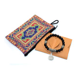 Onyx Natural Stone Bracelet with Tugra Pattern (Ethnic Wallet Gift)