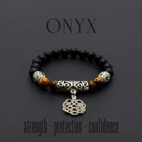 Celtic Pattern Onyx/Tiger Eye Bracelet (Ethnic Wallet Gift)