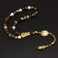 ALBATROSART -Elegance Collection- Prayer Beads-Tesbih-Tasbih-Tasbeeh-Misbaha-Masbaha-Subha-Sebha-Sibha-Rosary (Banded Agate Stone (8mm -33 Beads)