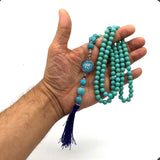 ALBATROSART -Synthetic Turquoise -8mm -99 Beads - Worry Beads with Matching Stretch Ring - Elastic Ring with Replaceable Snap Button -Tesbih-Tasbih-Misbaha-Subha-Sibha-Rosary