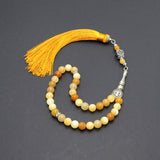 Designed Natural Stone Worry Beads with Silk Tassel (8 mm-33 beads) - Prayer Beads-Tesbih (Floren)