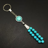 ALBATROSART -Keychain Collection with Allah -Handbag Holders (10mm Diameter Turquoise Beads)