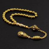 Antique Gold Plated Collection- Worry Beads-Prayer Beads-Tesbih-Tasbih-Tasbeeh-Misbaha-Masbaha-Subha-Sebha-Sibha-Rosary (-Antique Gold Plated and Rhinestone Alloy European Bead -7 mm 33 Piece-)