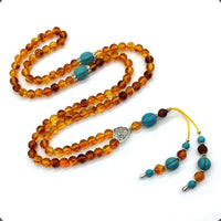 ALBATROSART Special for Woman Prayer Beads Series -99 Beads- Tesbih-Tasbih-Tasbeeh-Misbaha-Masbaha-Subha-Sebha-Sibha  (Honey Color Imitation Amber -8 mm Beads-)