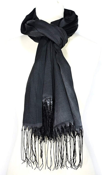 Quality Luxury Plain (Slub) Shawl/Scarf - Black - Special Product -Made in Turkey-