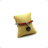 Red Agate Stone (6 mm) Small Beads Bracelet with ALLAH Pattern (Ethnic Wallet Gift)