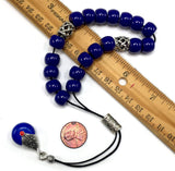 ALBATROSART Design - Greek KOMBOLOI Series Worry Beads Begleri Pony Anxiety Beads Rosary Relaxation Stress Relief (Navy Blue Resin Drum -13X9 mm- 19 Big Beads)