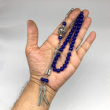 ALBATROSART Design - Long & Stylist Tassels Worry Beads - Prayer Beads (8 mm-33 Beads) Tesbih-Tasbih-Tasbeeh-Misbaha-Subha-Sebha-Sibha-Rosary (Blue Agate Natural Stone)