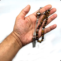 ALBATROSART Design -Tiger Eye Stone Series Worry Beads - Prayer Beads (8 mm-33 Beads) Tesbih-Tasbih-Tasbeeh-Misbaha-Masbaha-Subha-Sebha-Sibha-Rosary (Elegant Tiger Eye Natural Stone -8 mm 33 Beads-)