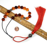 Greek KOMBOLOI Series Worry Beads Begleri Pony Anxiety Beads Rosary Relaxation Stress Relief (Rust Color Imitation Amber Acrylic 13.5 mm 17- Big Beads)