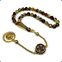 ALBATROSART -Elegance Collection- Prayer Beads-Tesbih-Tasbih-Tasbeeh-Misbaha-Masbaha-Subha-Sebha-Sibha-Rosary (FIRE Agate Stone (8mm -33 Beads)