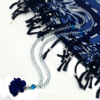 ALBATROSART99 Beads with Scarf -Prayer Beads-Worry Beads-Tesbih-Tasbih-Tasbeeh-Misbaha-Subha-Sibha-Rosary (Blue Square Scarf & 99 Clear Beads)