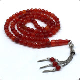 Brilliance Collection: Worry Beads-Prayer Beads-Tesbih-Tasbih-Tasbeeh-Misbaha-Masbaha-Subha-Sebha-Sibha-Rosary  (RED Agate Natural Faceted Gemstone -8 mm 99 Beads)