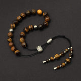 ALBATROSART Design - Greek KOMBOLOI Series- Worry Beads Begleri Pony Anxiety Beads Rosary Relaxation Stress Relief (Tiger Eye Natural Stone Beads - (8 mm, 21 Beads)