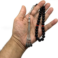 Black Glass Prayer Beads Tesbih Tasbih Tasbeeh Misbaha Subha Sebha Sibha Rosary (Black Glass -10 mm 33- Beads)