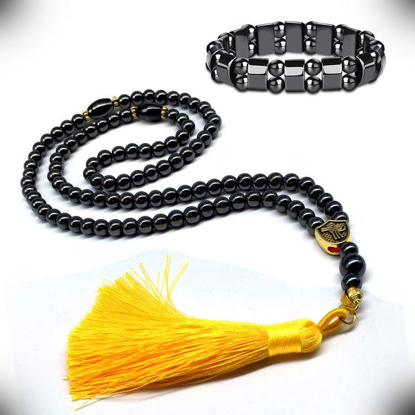 ALBATROSART Design -Black Hematit Beaded Collection -1 Worry Beads - Prayer Beads - Tesbih-Tasbih-Tasbeeh-Misbaha-Masbaha-Subha-Sebha-Sibha-Rosary (Black Hematite 6 mm 99 Small Beads & Bracelet)