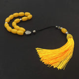 ALBATROSART Design -Greek KOMBOLOI Series -1- Worry Beads - Prayer Beads - Tesbih-Tasbih-Tasbeeh-Misbaha-Sibha-Rosary (Imitation Yellow Amber Acrylic Beads -(10X13mm, 15 Beads)