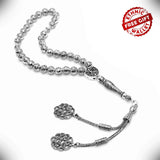 Antique Silver Plated Prayer Bead-Tesbih-Tasbih-Tasbeeh-Misbaha (7 mm-33 beads) (ETHNIC WALLET GIFT)