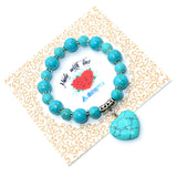 BRACELETS WITH HEART PENDANT SERIES- All Natural Stones (Turquoise Stone) (Free Ethnic Wallet)