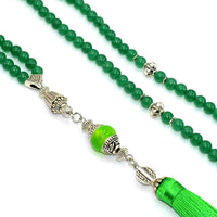 Women Prayer Beads-Tesbih-Tasbih-Tasbeeh-Misbaha (6 mm 99 beads-Green Jade with Silk Tassel)