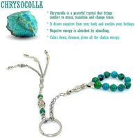 Chrysocolla Worry Beads & Keychain Together-Stress Worry Beads-Tesbih-Key Chain - FREE GIFT POUCH