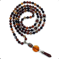 ALBATROSART - Mala Prayer Beads - Mala Necklace - Tibetan Mala Prayer Beads Meditation Beads Yoga Necklace (Natural RED Agate Stone - 8MM - 108 Beads)