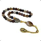 ALBATROSART -Elegance Collection- Prayer Beads-Tesbih-Tasbih-Tasbeeh-Misbaha-Masbaha-Subha-Sebha-Sibha-Rosary (Banded Agate Stone (8mm -33 Beads)