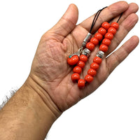 Greek KOMBOLOI Series Worry Beads Begleri Pony Anxiety Beads Rosary Relaxation Stress Relief  (Candy Apple Red Resin Drum -13X9 mm- 19 Big Beads)