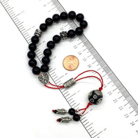 ALBATROSART Design - Greek KOMBOLOI Series- Worry Beads Begleri Pony Anxiety Beads Rosary Relaxation Stress Relief (Black Glass Beads - (10 mm, 19 Beads)