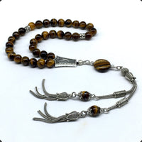 ALBATROSART Design -Tiger Eye Stone Series Worry Beads - Prayer Beads (8 mm-33 Beads) Tesbih-Tasbih-Tasbeeh-Misbaha-Masbaha-Subha-Sebha-Sibha-Rosary (Elegant Tiger Eye Natural Stone -8 mm 33 Beads-)