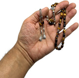 ALBATROSART Design -Tiger Eye Stone Series Worry Beads - Prayer Beads - Tesbih-Tasbih-Tasbeeh-Misbaha-Masbaha-Subha-Sebha-Sibha-Rosary  (Oval Cut Model 6x9 mm)