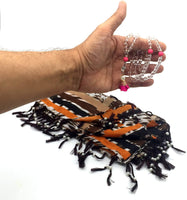 ALBATROSART99 Beads with Scarf -Prayer Beads-Worry Beads-Tesbih-Tasbih-Tasbeeh-Misbaha-Subha-Sibha-Rosary (Brown Scarf & 99 Clear Beads)