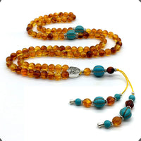 ALBATROSART Special for Woman Prayer Beads Series -99 Beads- Tesbih-Tasbih-Tasbeeh-Misbaha-Masbaha-Subha-Sebha-Sibha  (Honey Color Imitation Amber -8 mm Beads-)