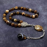 ALBATROSART -Elegance Collection- Prayer Beads-Tesbih-Tasbih-Tasbeeh-Misbaha-Masbaha-Subha-Sebha-Sibha-Rosary (Brown Banded Agate Natural Stone -8mm 33 Beads-)